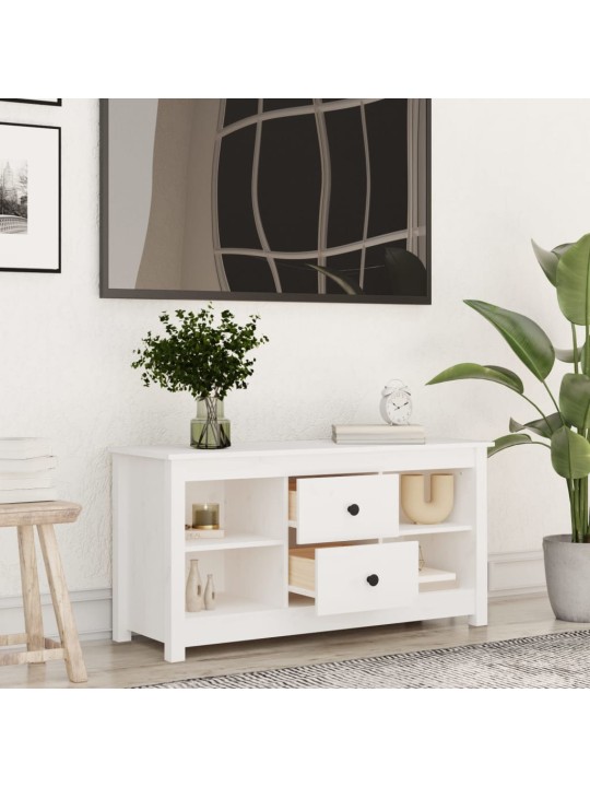 TV skříňka bílá 103 x 36,5 x 52 cm masivní borové dřevo