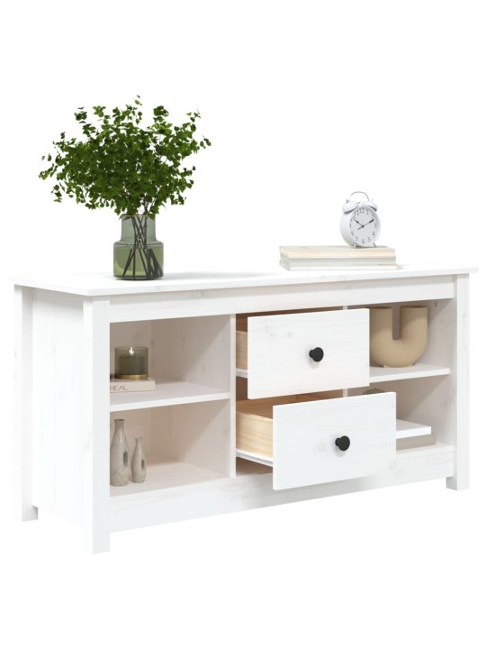 TV skříňka bílá 103 x 36,5 x 52 cm masivní borové dřevo