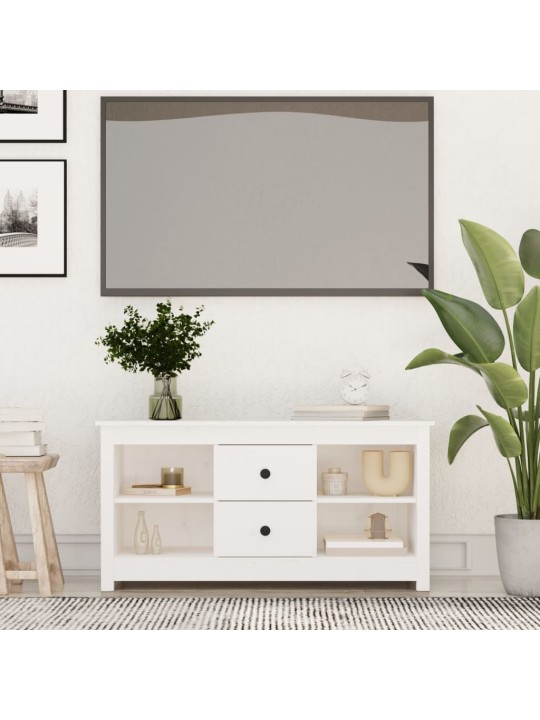 TV skříňka bílá 103 x 36,5 x 52 cm masivní borové dřevo