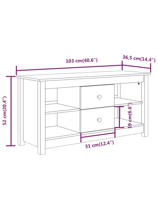 TV skříňka šedá 103 x 36,5 x 52 cm masivní borové dřevo