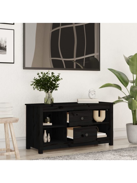 TV skříňka černá 103 x 36,5 x 52 cm masivní borové dřevo