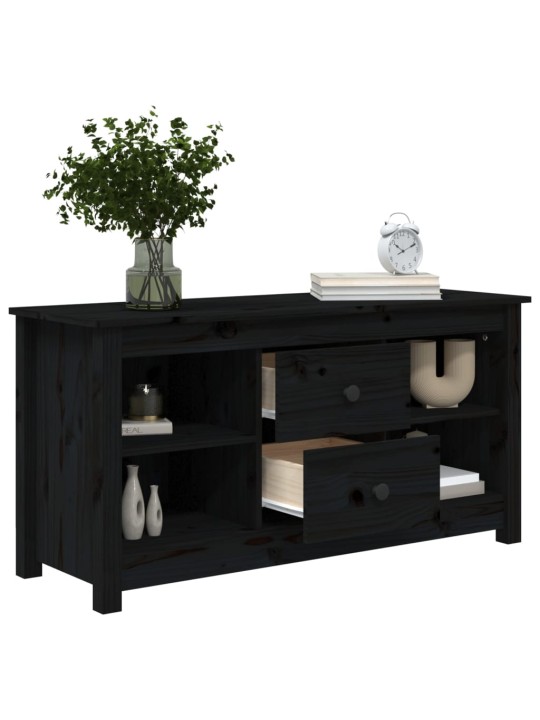 TV skříňka černá 103 x 36,5 x 52 cm masivní borové dřevo