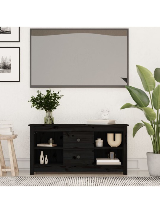 TV skříňka černá 103 x 36,5 x 52 cm masivní borové dřevo