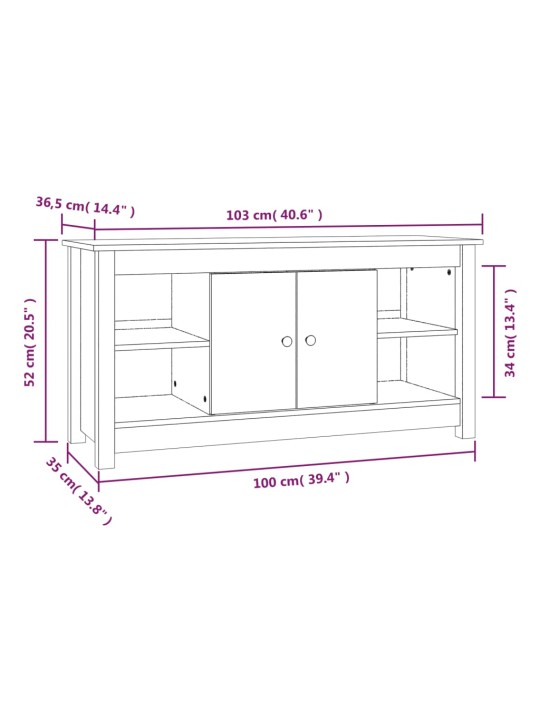 Tv skříňka 103 x 36,5 x 52 cm masivní borové dřevo