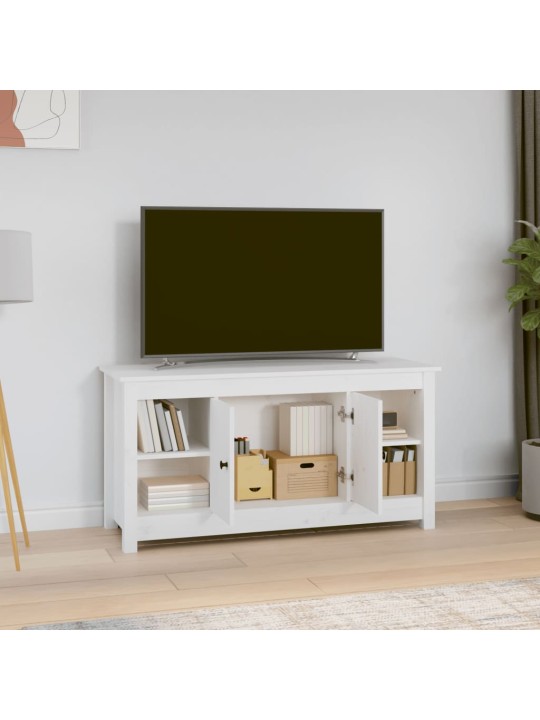 TV skříňka bílá 103 x 36,5 x 52 cm masivní borové dřevo
