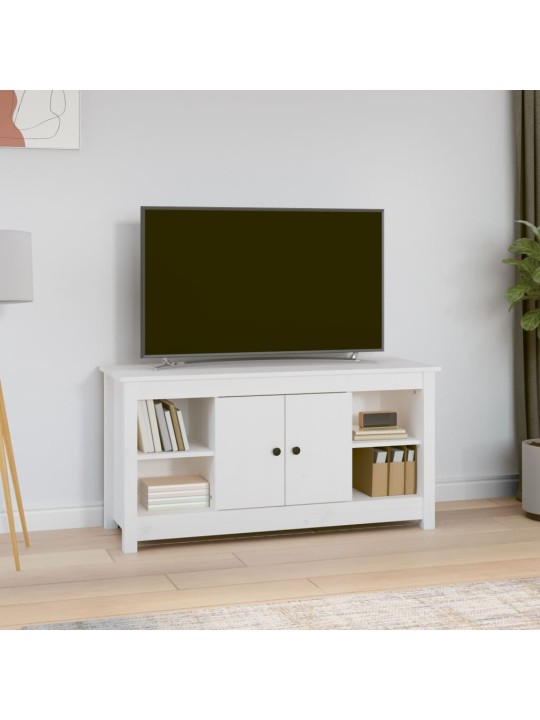 TV skříňka bílá 103 x 36,5 x 52 cm masivní borové dřevo