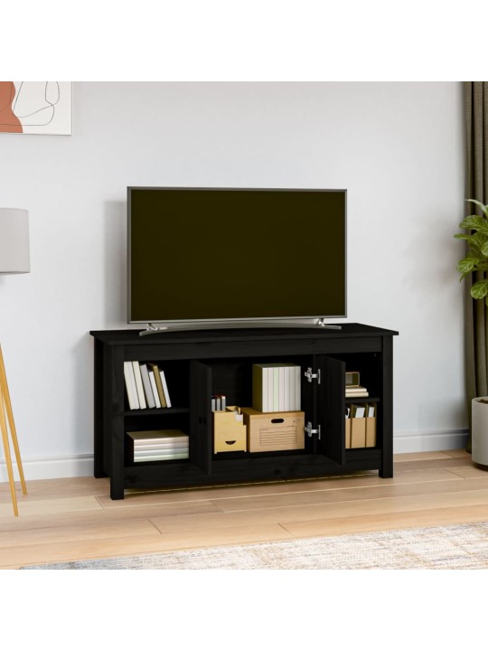 TV skříňka černá 103 x 36,5 x 52 cm masivní borové dřevo