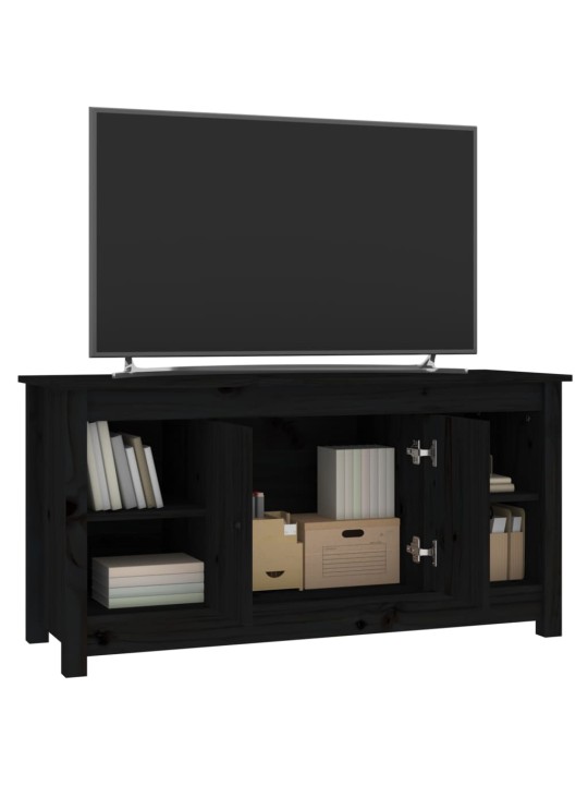 TV skříňka černá 103 x 36,5 x 52 cm masivní borové dřevo
