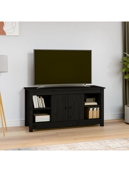 TV skříňka černá 103 x 36,5 x 52 cm masivní borové dřevo