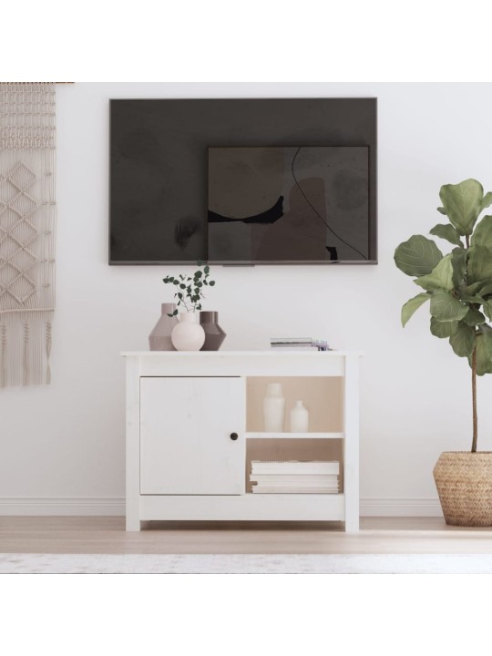 TV skříňka bílá 70 x 36,5 x 52 cm masivní borové dřevo