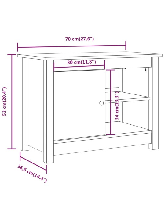 TV skříňka šedá 70 x 36,5 x 52 cm masivní borové dřevo