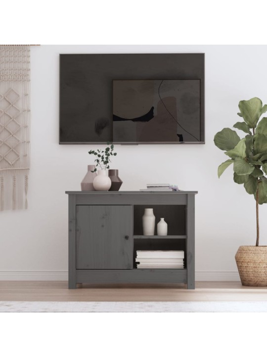 TV skříňka šedá 70 x 36,5 x 52 cm masivní borové dřevo