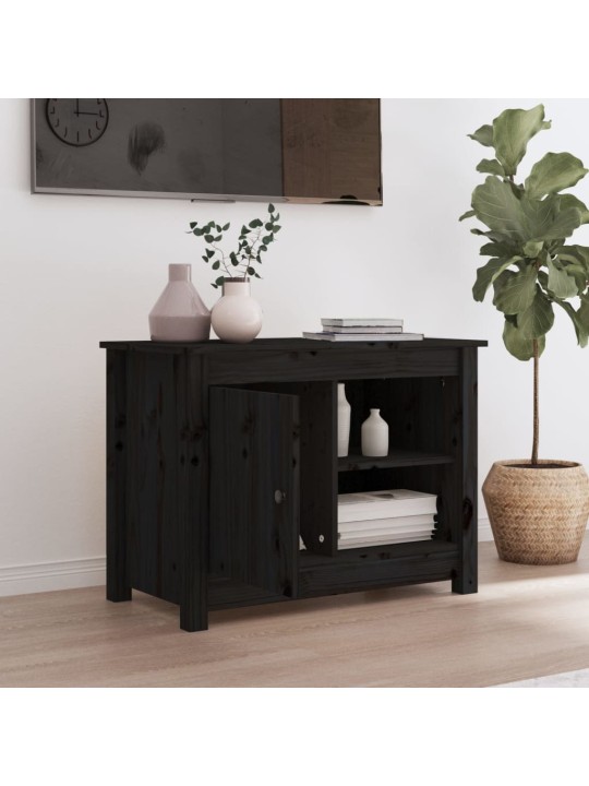 TV skříňka černá 70 x 36,5 x 52 cm masivní borové dřevo