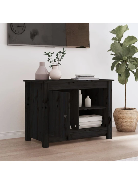 TV skříňka černá 70 x 36,5 x 52 cm masivní borové dřevo