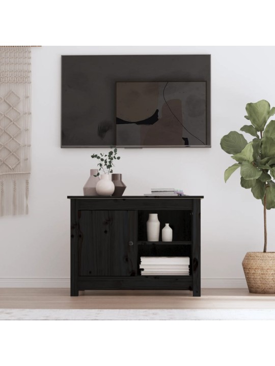 TV skříňka černá 70 x 36,5 x 52 cm masivní borové dřevo