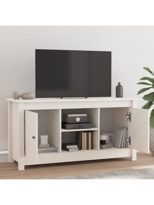 TV skříňka bílá 103 x 36,5 x 52 cm masivní borové dřevo