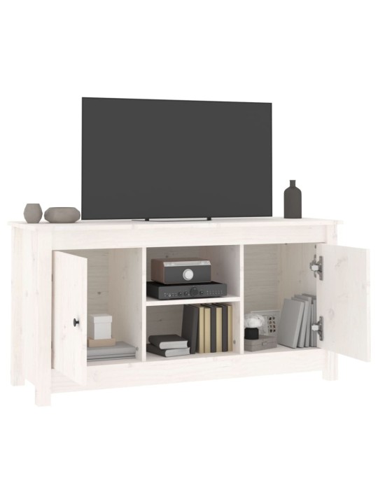 TV skříňka bílá 103 x 36,5 x 52 cm masivní borové dřevo