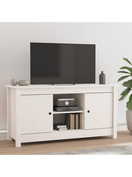 TV skříňka bílá 103 x 36,5 x 52 cm masivní borové dřevo