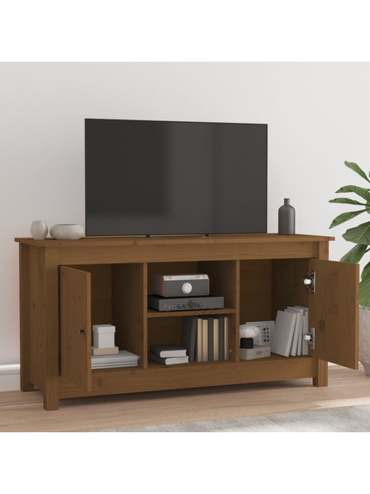 TV skříňka medově hnědá 103 x 36,5 x 52 cm masivní borové dřevo