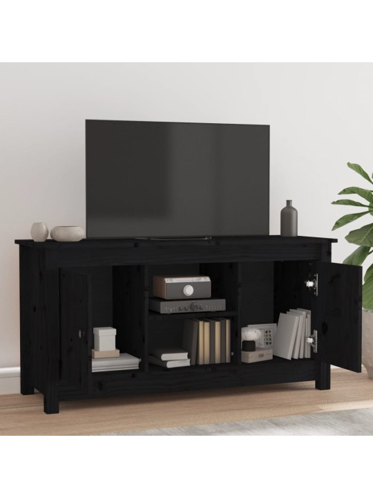TV skříňka černá 103 x 36,5 x 52 cm masivní borové dřevo