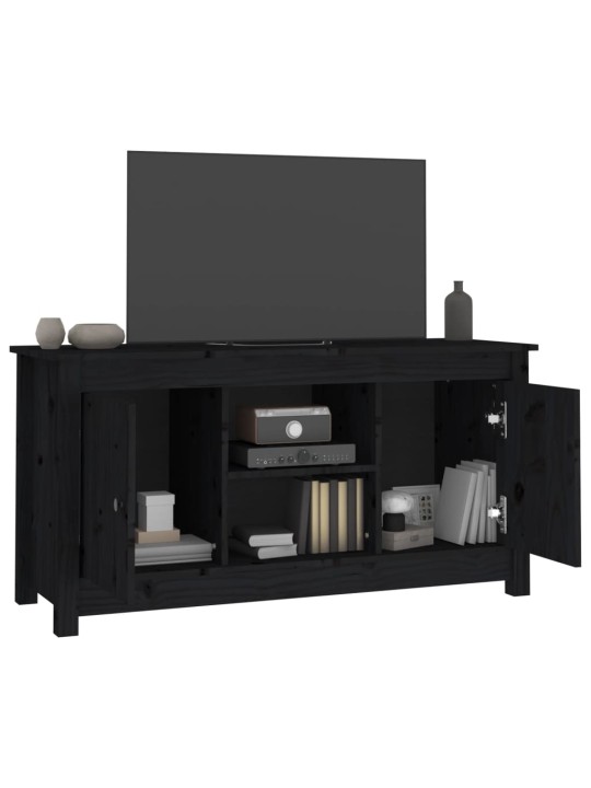 TV skříňka černá 103 x 36,5 x 52 cm masivní borové dřevo