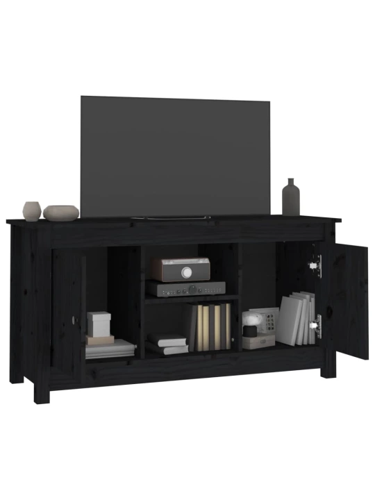 TV skříňka černá 103 x 36,5 x 52 cm masivní borové dřevo
