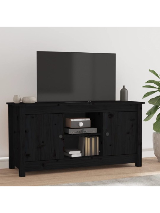 TV skříňka černá 103 x 36,5 x 52 cm masivní borové dřevo