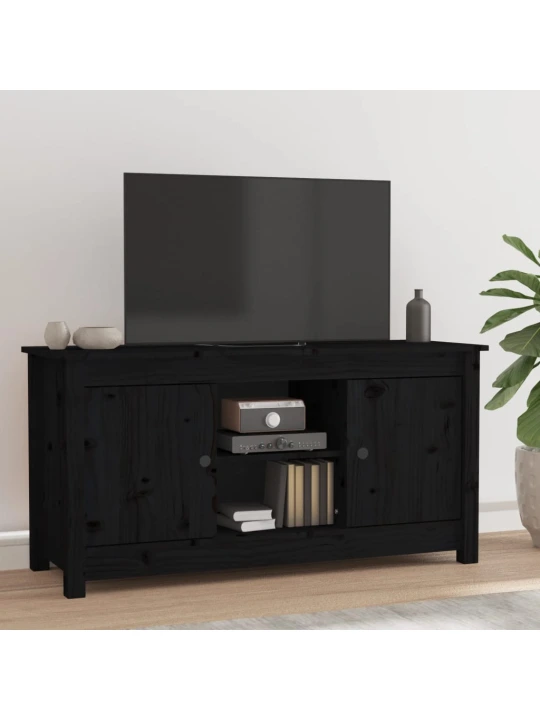 TV skříňka černá 103 x 36,5 x 52 cm masivní borové dřevo