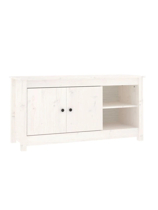 TV skříňka bílá 103 x 36,5 x 52 cm masivní borové dřevo