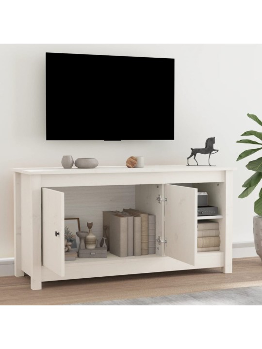 TV skříňka bílá 103 x 36,5 x 52 cm masivní borové dřevo