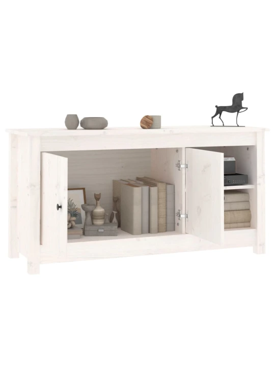 TV skříňka bílá 103 x 36,5 x 52 cm masivní borové dřevo