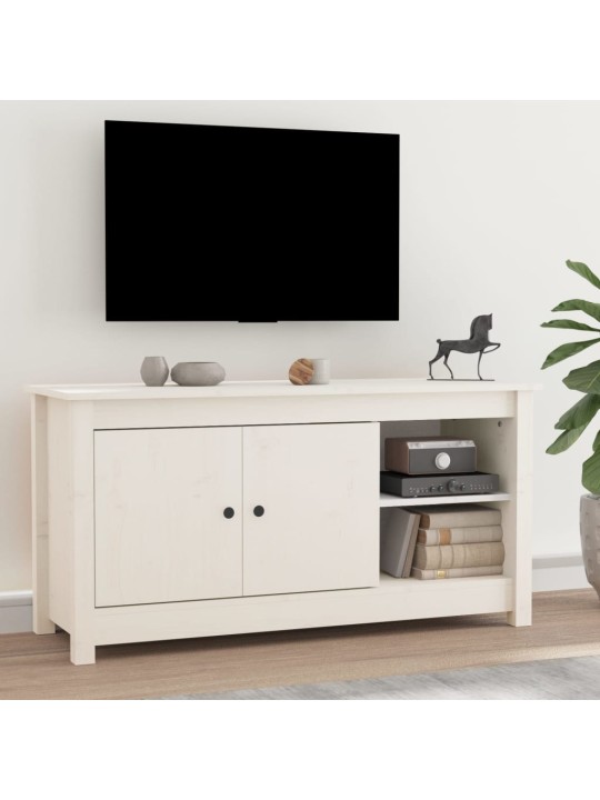 TV skříňka bílá 103 x 36,5 x 52 cm masivní borové dřevo