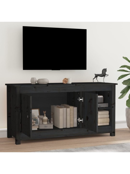 TV skříňka černá 103 x 36,5 x 52 cm masivní borové dřevo