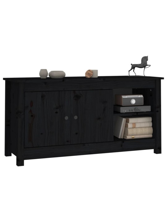TV skříňka černá 103 x 36,5 x 52 cm masivní borové dřevo