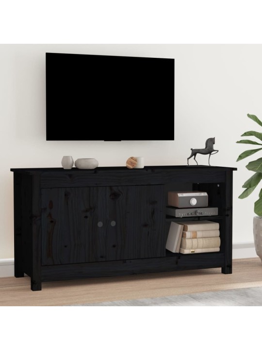 TV skříňka černá 103 x 36,5 x 52 cm masivní borové dřevo