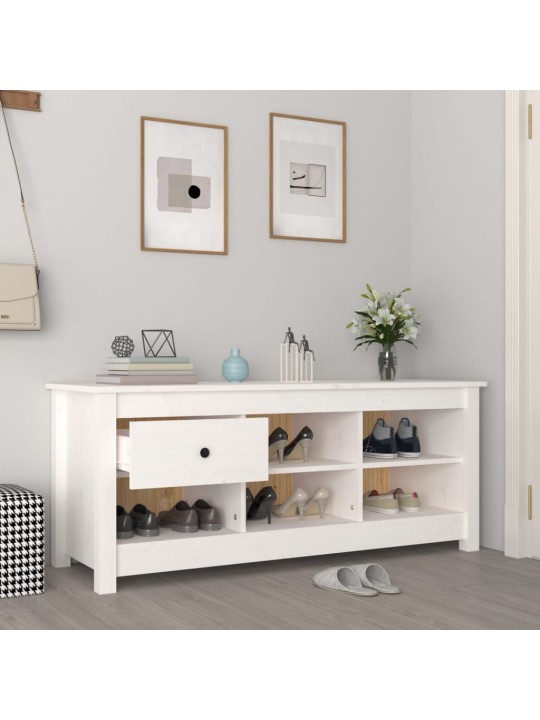 Botník bílý 110 x 38 x 45,5 cm masivní borovice