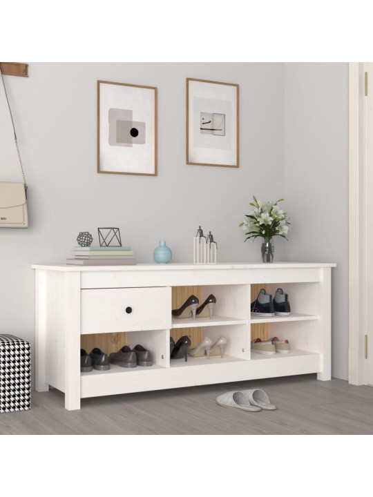Botník bílý 110 x 38 x 45,5 cm masivní borovice