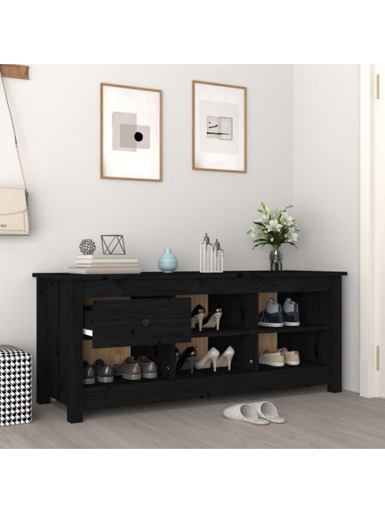 Botník černý 110 x 38 x 45,5 cm masivní borovice