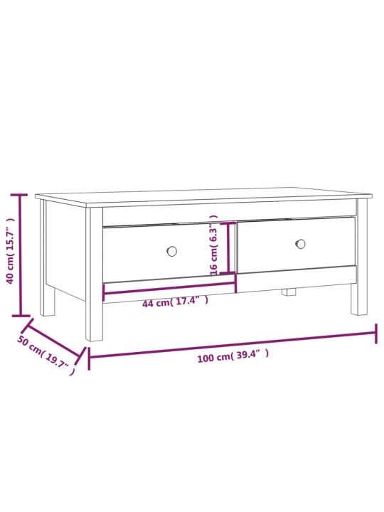 Konferenční stolek 100 x 50 x 40 cm masivní borové dřevo