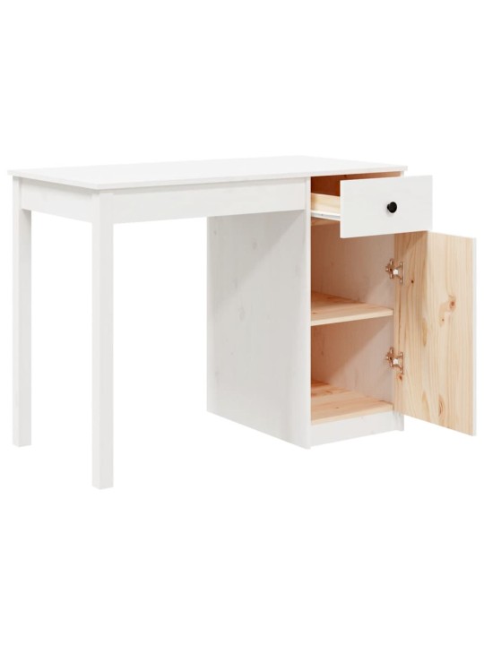 Psací stůl bílý 100 x 50 x 75 cm masivní borové dřevo