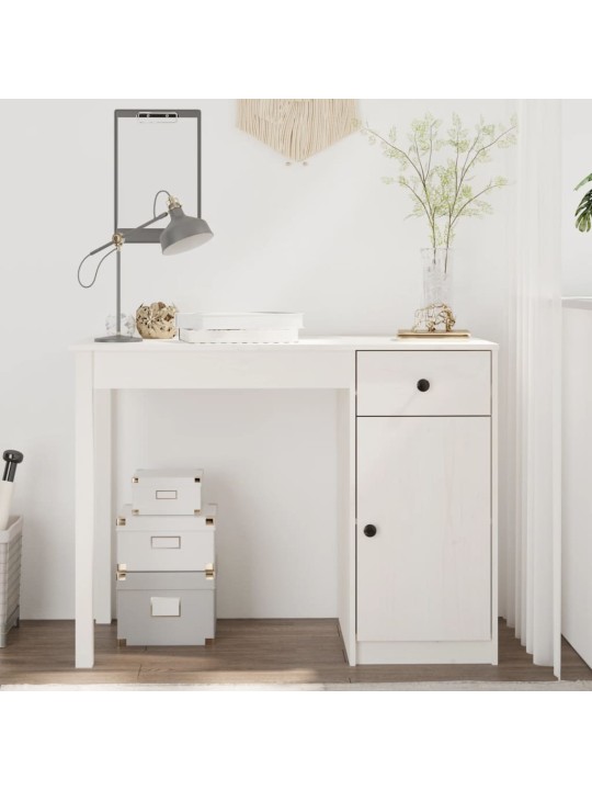 Psací stůl bílý 100 x 50 x 75 cm masivní borové dřevo