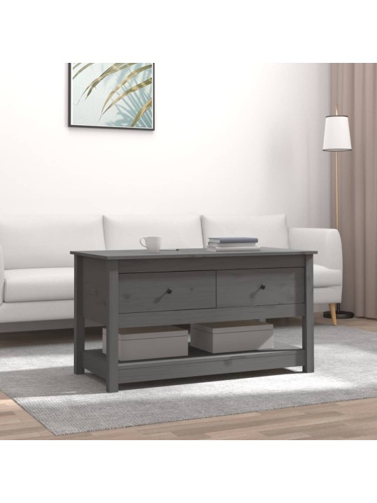 Konferenční stolek šedý 102 x 49 x 55 cm masivní borové dřevo