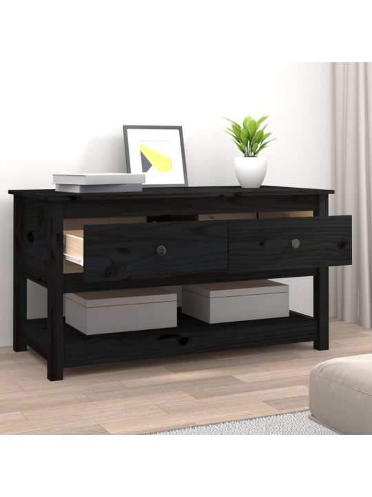 Konferenční stolek černý 102 x 49 x 55 cm masivní borové dřevo