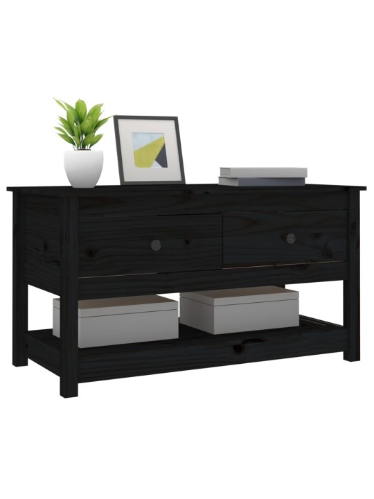 Konferenční stolek černý 102 x 49 x 55 cm masivní borové dřevo