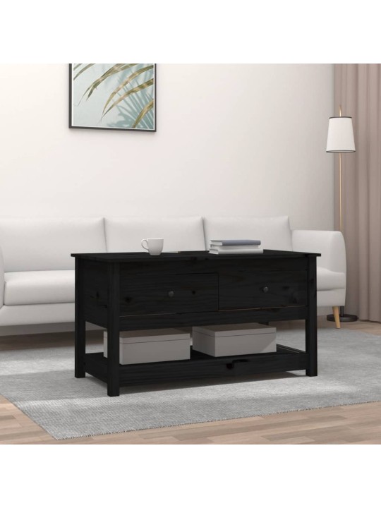 Konferenční stolek černý 102 x 49 x 55 cm masivní borové dřevo
