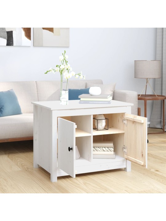 Konferenční stolek bílý 71 x 49 x 55 cm masivní borové dřevo