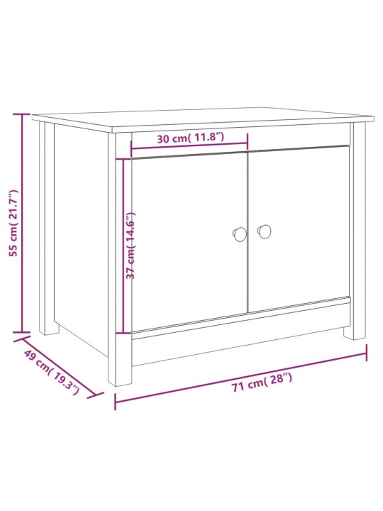 Konferenční stolek bílý 71 x 49 x 55 cm masivní borové dřevo
