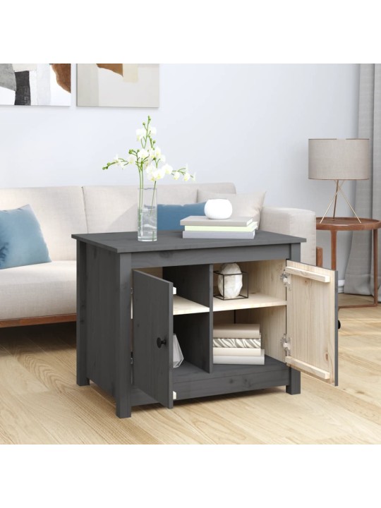 Konferenční stolek šedý 71 x 49 x 55 cm masivní borové dřevo