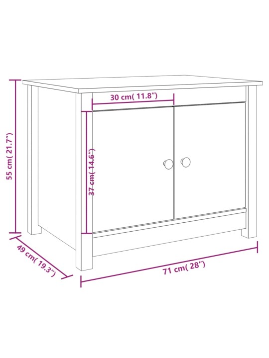 Konferenční stolek černý 71 x 49 x 55 cm masivní borové dřevo