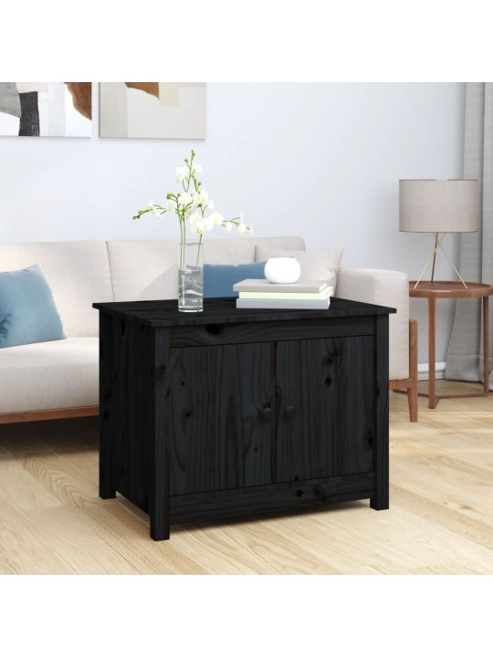 Konferenční stolek černý 71 x 49 x 55 cm masivní borové dřevo